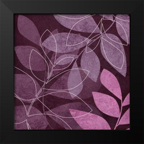 Purple Leaves II Black Modern Wood Framed Art Print by Emery, Kristin