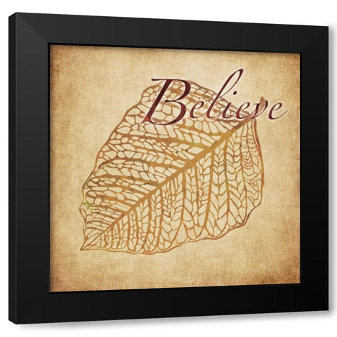 Red and Gold Believe Black Modern Wood Framed Art Print with Double Matting by Emery, Kristin