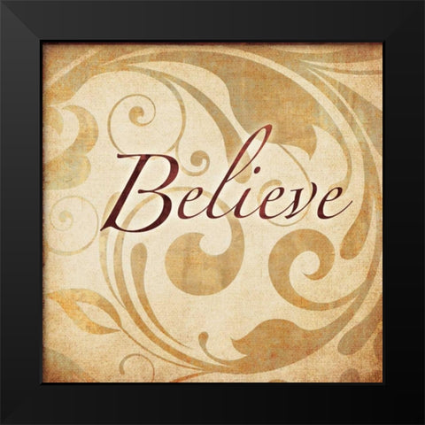 Red Gold Believe 2 Black Modern Wood Framed Art Print by Emery, Kristin