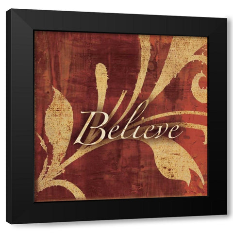 Red Gold Believe Black Modern Wood Framed Art Print with Double Matting by Emery, Kristin