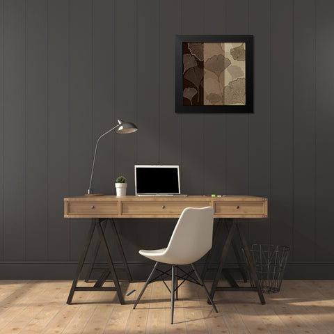 3 Panel Falling Flowers Black Modern Wood Framed Art Print by Emery, Kristin