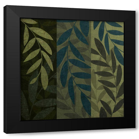 Green and Blue 3 Panel I Black Modern Wood Framed Art Print with Double Matting by Emery, Kristin