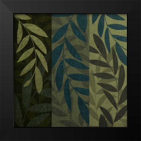 Green and Blue 3 Panel I Black Modern Wood Framed Art Print by Emery, Kristin