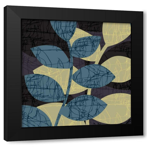 Scribble Leaves II Black Modern Wood Framed Art Print with Double Matting by Emery, Kristin