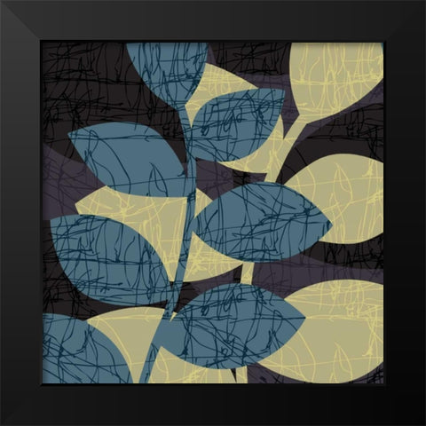 Scribble Leaves II Black Modern Wood Framed Art Print by Emery, Kristin