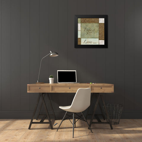 Live Laugh Love II Black Modern Wood Framed Art Print by Emery, Kristin