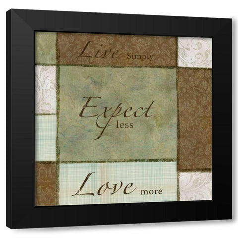 Live Laugh Love II Black Modern Wood Framed Art Print with Double Matting by Emery, Kristin