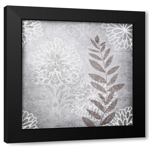 Warm Gray Leaves Black Modern Wood Framed Art Print by Emery, Kristin