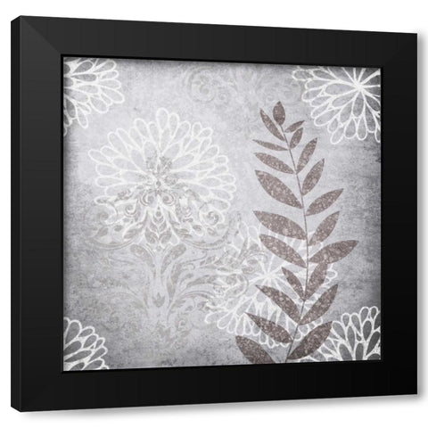 Warm Grey Flowers Mate Black Modern Wood Framed Art Print by Emery, Kristin