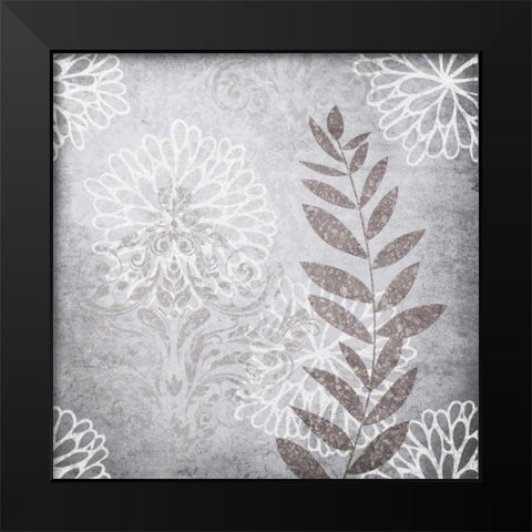Warm Grey Flowers Mate Black Modern Wood Framed Art Print by Emery, Kristin