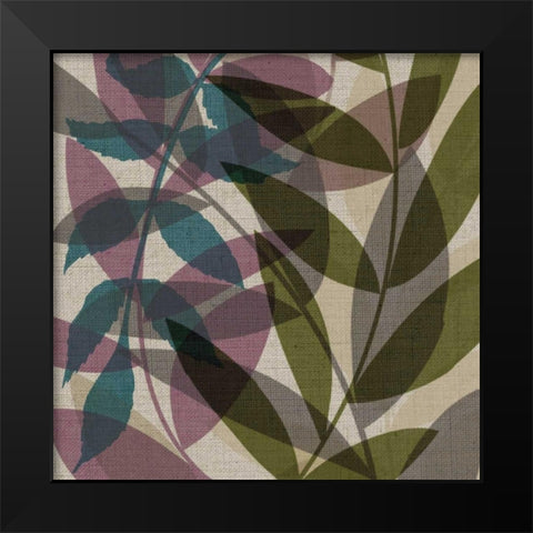 Purple Green Leaves Mate Black Modern Wood Framed Art Print by Emery, Kristin