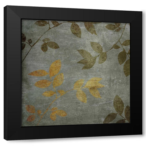 Gold and Brown Leaves II Black Modern Wood Framed Art Print by Emery, Kristin