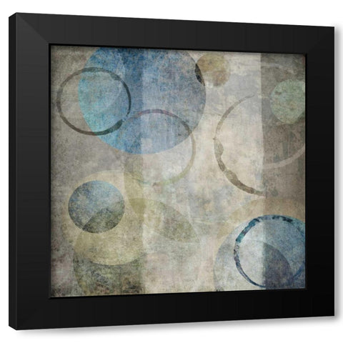Stone Circles Blue I Black Modern Wood Framed Art Print with Double Matting by Emery, Kristin