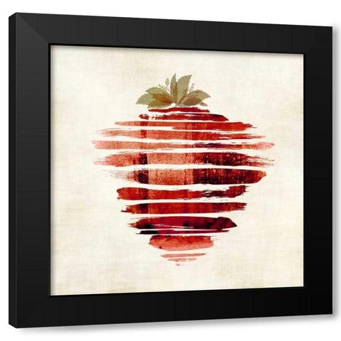 Strawberry Black Modern Wood Framed Art Print by Emery, Kristin