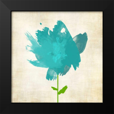 Brush Stroke Flowers Blue I Black Modern Wood Framed Art Print by Emery, Kristin