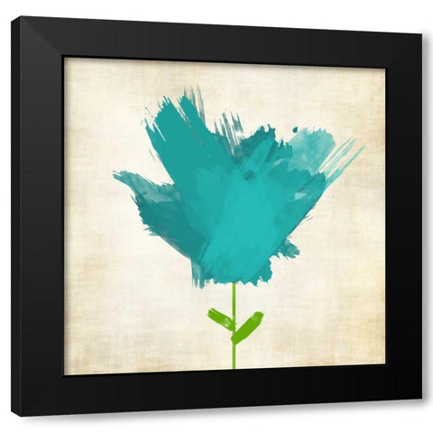 Brush Stroke Flowers Blue II Black Modern Wood Framed Art Print with Double Matting by Emery, Kristin