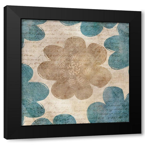 Flower Pattern Words II Black Modern Wood Framed Art Print with Double Matting by Emery, Kristin