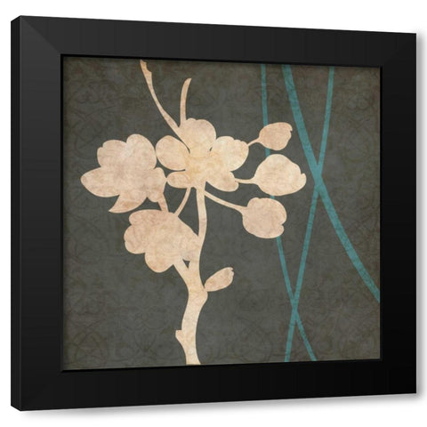 Blue and Gray Flowers II Black Modern Wood Framed Art Print by Emery, Kristin