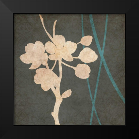 Blue and Gray Flowers II Black Modern Wood Framed Art Print by Emery, Kristin