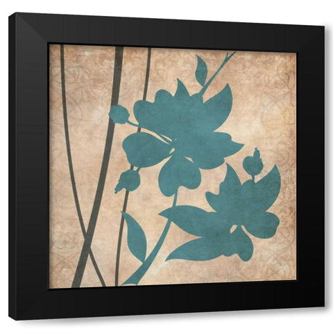 Blue and Gray Flowers I Black Modern Wood Framed Art Print by Emery, Kristin
