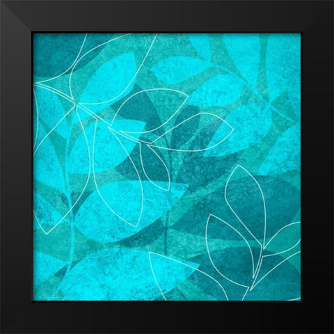 Turquoise Leaves I Black Modern Wood Framed Art Print by Emery, Kristin