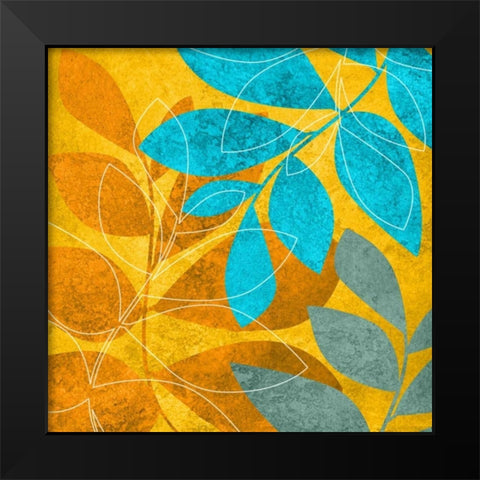 Aqua Leaves 2 Black Modern Wood Framed Art Print by Emery, Kristin