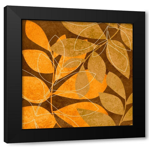 Orange Leaves II Black Modern Wood Framed Art Print by Emery, Kristin