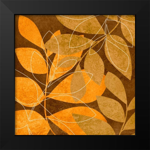 Orange Leaves II Black Modern Wood Framed Art Print by Emery, Kristin