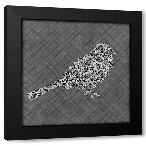 Brocade Bird II Black Modern Wood Framed Art Print with Double Matting by Emery, Kristin