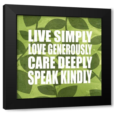 Live Simply Black Modern Wood Framed Art Print by Emery, Kristin
