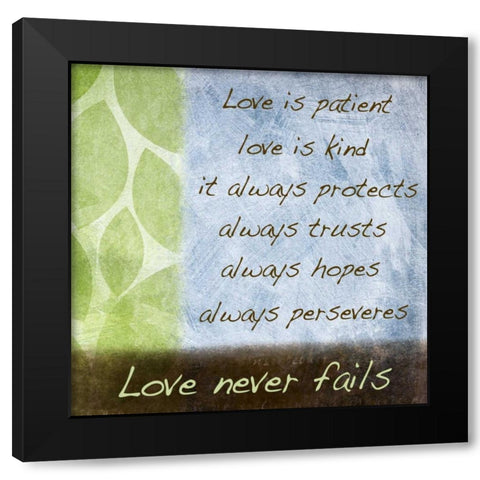 Love is Patient I Black Modern Wood Framed Art Print by Emery, Kristin