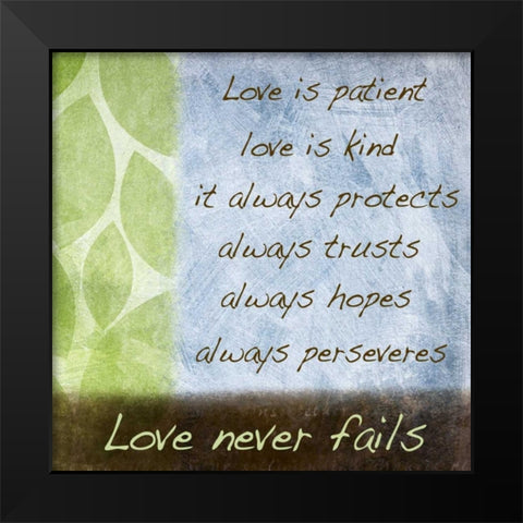 Love is Patient I Black Modern Wood Framed Art Print by Emery, Kristin