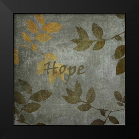 Green and Brown Leaves Hope Black Modern Wood Framed Art Print by Emery, Kristin