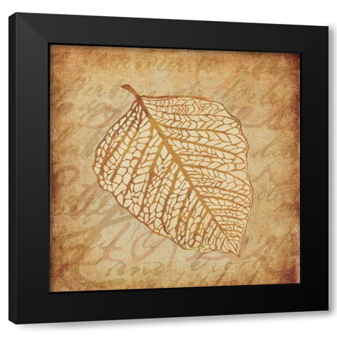 Gold Leaves II Black Modern Wood Framed Art Print with Double Matting by Emery, Kristin