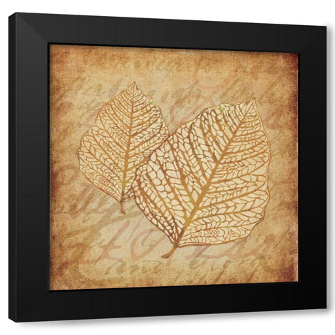 Gold Leaves III Black Modern Wood Framed Art Print with Double Matting by Emery, Kristin