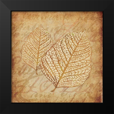Gold Leaves III Black Modern Wood Framed Art Print by Emery, Kristin