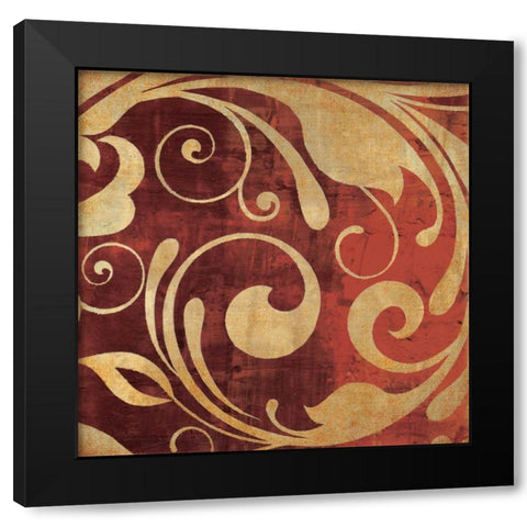 Red Gold Swirl Black Modern Wood Framed Art Print by Emery, Kristin