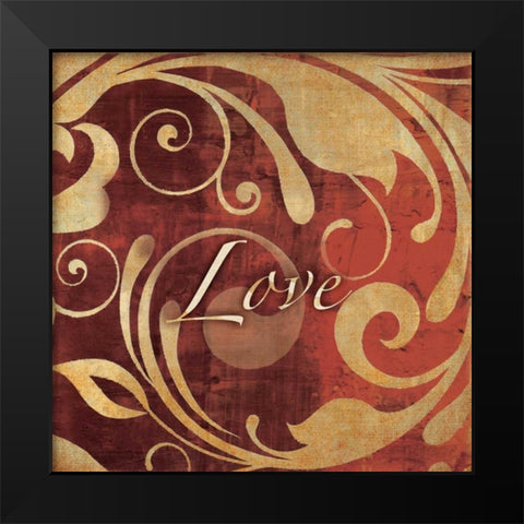 Red and Gold Love Black Modern Wood Framed Art Print by Emery, Kristin