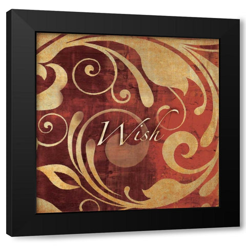 Red and Gold Wish Black Modern Wood Framed Art Print by Emery, Kristin