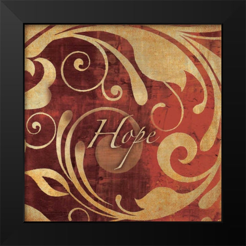 Red and Gold Hope Black Modern Wood Framed Art Print by Emery, Kristin