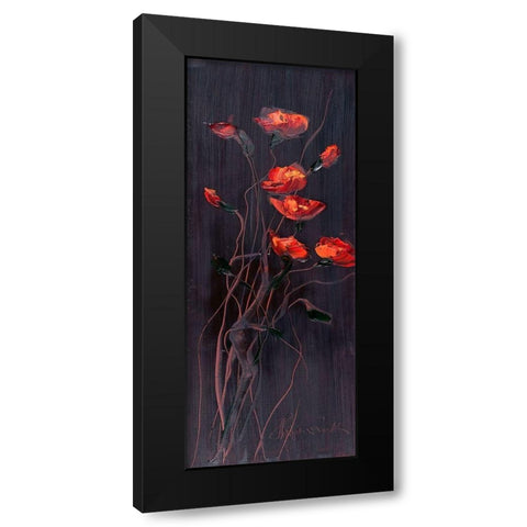 Poppies Trip1 Black Modern Wood Framed Art Print with Double Matting by Kruk