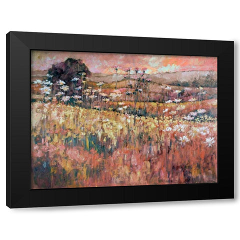 Sunrise Over The Wildflowers Black Modern Wood Framed Art Print by Kruk