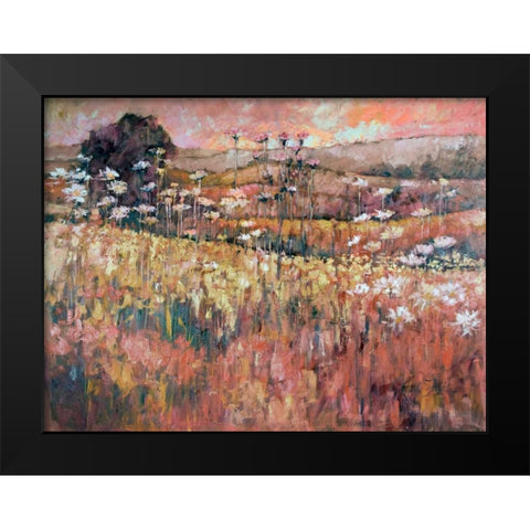 Sunrise Over The Wildflowers Black Modern Wood Framed Art Print by Kruk
