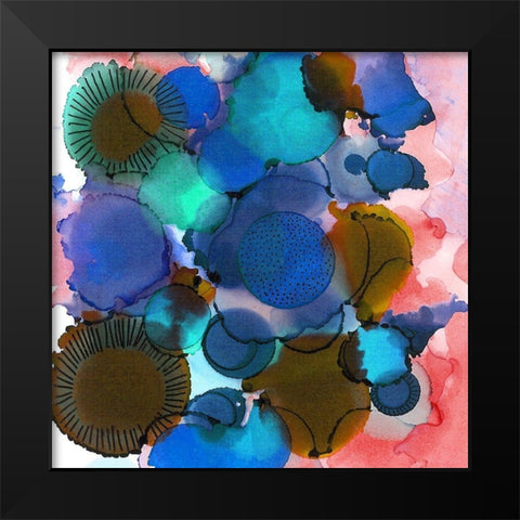Crowded Spheres 2 Black Modern Wood Framed Art Print by Rupe, Kim