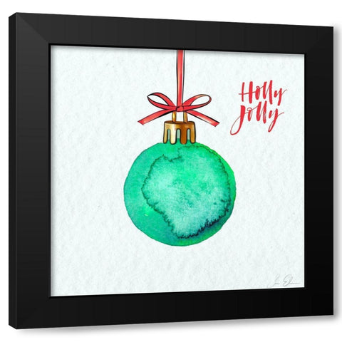 Holly Jolly Ornament Black Modern Wood Framed Art Print with Double Matting by Elizabeth, Sara