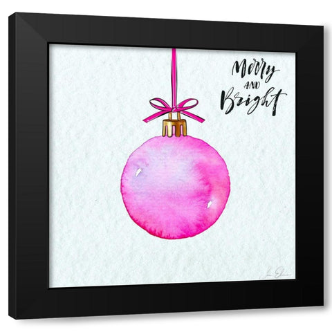 Merry and Bright Ornament Black Modern Wood Framed Art Print with Double Matting by Elizabeth, Sara