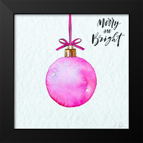 Merry and Bright Ornament Black Modern Wood Framed Art Print by Elizabeth, Sara