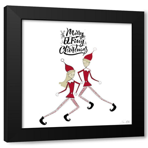 Merry Elfing Christmas 2 Black Modern Wood Framed Art Print with Double Matting by Elizabeth, Sara