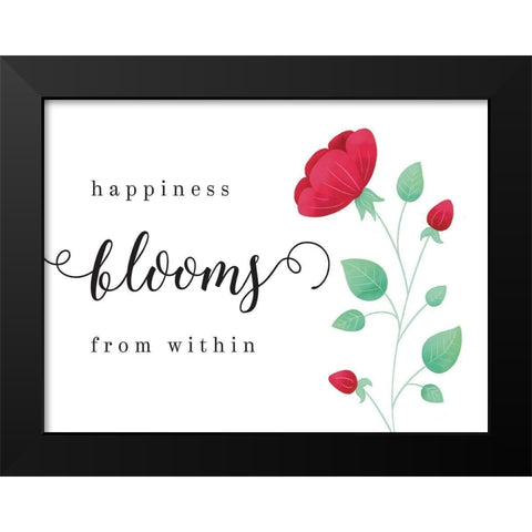 Happiness Blooms From Within Black Modern Wood Framed Art Print by McFarland, Leslie