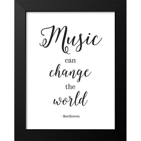 Music Can Change  the World Black Modern Wood Framed Art Print by McFarland, Leslie